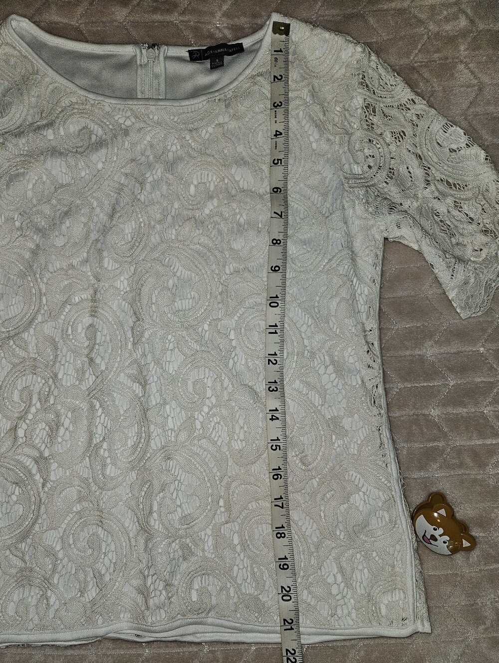 Adrianna Papell White Lace Short-Sleeve Blouse - Picture 6 of 12